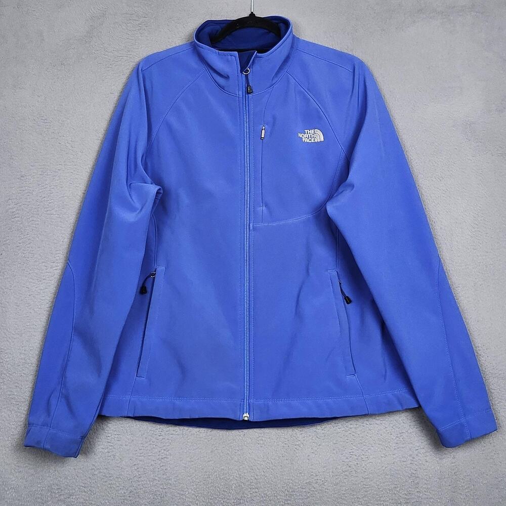 North Face Softshell Jacket Womens XL Blue Full Zip Windbreaker Hiking Outdoor